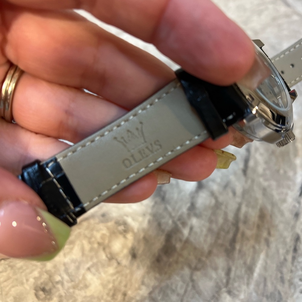 Olevs Automatic Skeleton Watch Black Leather Strap - image 7